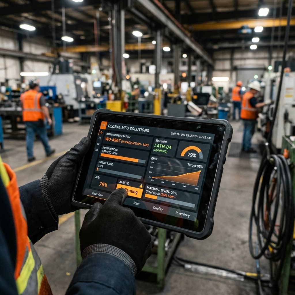 Manufacturing ERP mockup and dashboard concept
